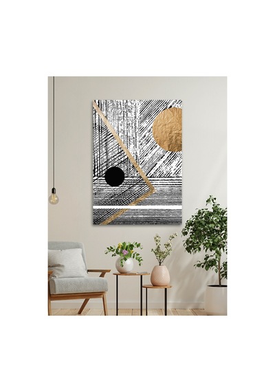 Modern İz Gold Line Minimal Sanat Cam Tablo - Modern Tarz Ev Dekorasyonu Doğa Ve Manzara Temalı Dekoratif Duvar Tablosu, Salon, Yatak Odası Ve Ofis Dekoru,