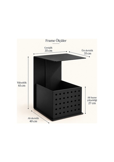 Frame Metal Yan Sehpa Modern Tasarım Depolama Hazneli Yan Sehpa Siyah - 935176377 Siyah