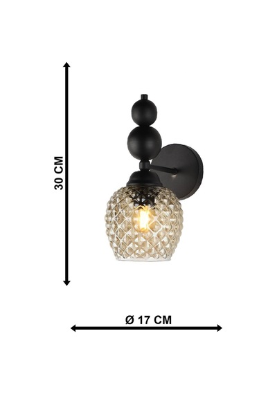 Velas Aplik Siyah Füme Cam