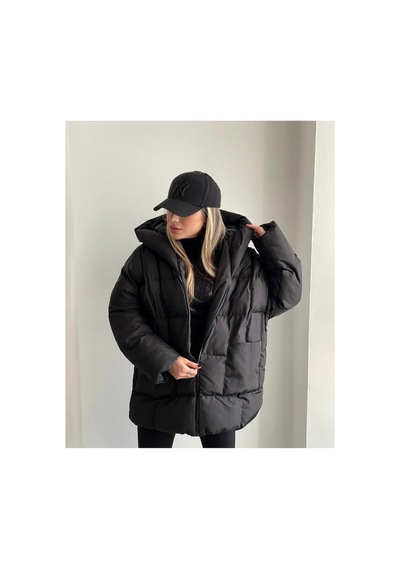 La Querta Puffer Yarasa Şişme Oversize Mont Siyah&black Siyah&Black