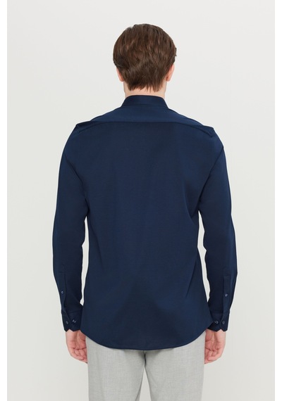 AC&Co / Altınyıldız Classics Erkek Lacı %100 Pamuk Slim Fit Dar Kesim Düğmeli Yaka Örme Gömlek Lacı