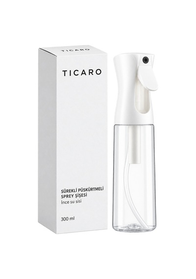 Tıcaro 300 Ml Sürekli Püskürtmeli Boş Sprey Şişesi, 360 Püskürtme, Şeffaf