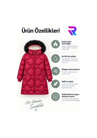 Regos Kız Çocuk Çıkarılabilir Kapüşonlu Kürklü Uzun Kapitone Şişme Kışlık Mont - Kırmızı Kırmızı Regos Kız Çocuk Çıkarılabilir Kapüşonlu Kürklü Uzun Kapitone Şişme Kışlık Mont - Kırmızı Kırmızı