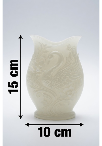 Kuğu Desenli Dekoratif Vazo 15 Cm 3d Baskılı Mat Dokulu Şık Masa Ve Raf Dekoru Beyaz