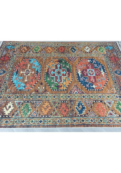 Etnik Kahverengi Çok Renkli Bohem Halı - 5086ou