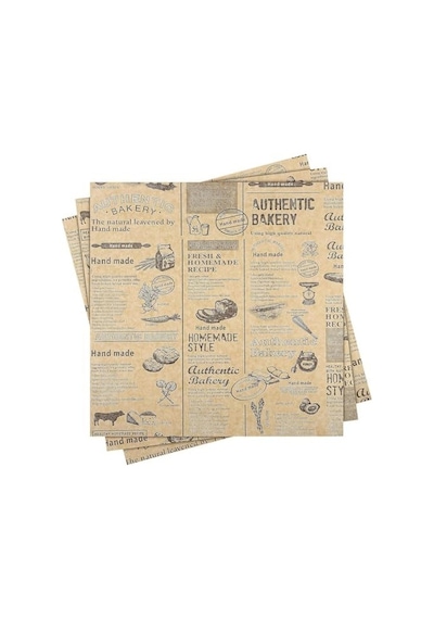 Vintage Gazete Desenli Yağlı Sunum Kağıdı Hamburger, Sandviç Ve Patates Servis Kağıdı Yağ Sızdırmaz Baskılı Gıda Sarma Ve Tepsi Altlığı - 50 Adet Açık Gri