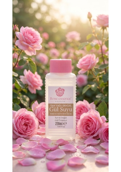 Tam Yağlı Gül Suyu 220 Ml Doğal Gül Suyu Ve Gül Yağı İçeren Özel Formül Yüz Toniği Ve Cilt Bakımı