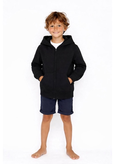 Coupon Çocuk Fermuarlı Kapüşonlu Sweatshirt Siyah