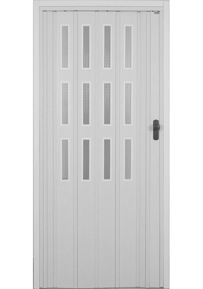 3 Sıra Camlı Akordeon Kapı, Akağaç Ahşap Desenli, 87x215cm