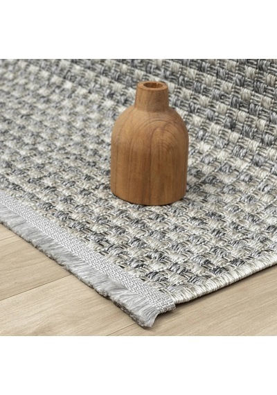 Gri Melanj Kareli Dokuma Modern Halı - L667grbo Gri - Melanj
