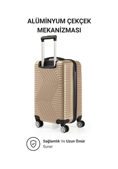 G&d Polo Suitcase Abs Kabin Ve Büyük Boy Gold 2'li Valiz Seti 600.06-set-bk Altın