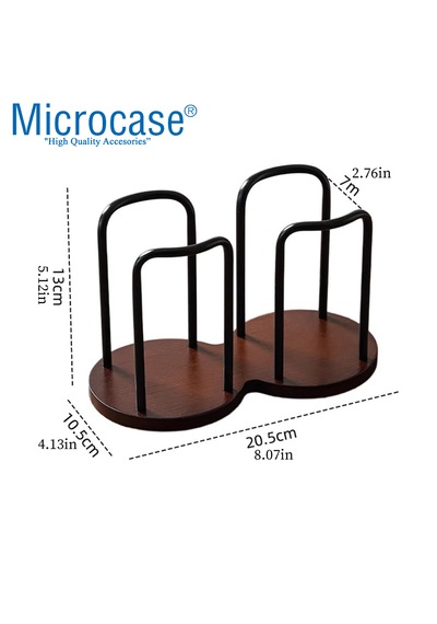 Microcase Ahşap Görünümlü Bardak Tutucu Düzenleyici Çift Bölmeli 2 Adet Al5436 Gümüş