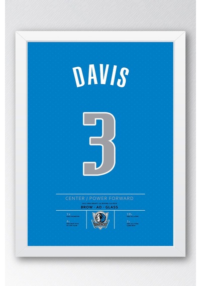 Anthony Davis Forma Çerçeveli Tablo - Nba Dallas Mavericks Jersey
