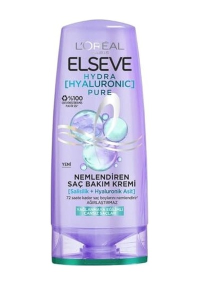 L'oreal Paris Elseve Hydra Hyaluronic Pure Salisilik Asit İçeren Yağlanma Karşıtı Nemlendirici Saç Kremi 250 Ml