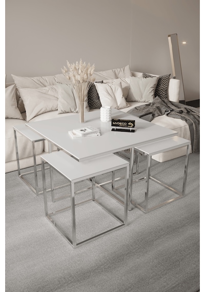 4+1 Gümüş Kaplama Beyaz 10 Mm Glossmax Parlak Mdf Orta Sehpa 4+1 Gümüş Kaplama Beyaz 10 Mm Glossmax Parlak Mdf Orta Sehpa
