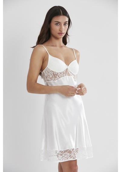 Pierre Cardin 4075 Saten Sabahlıklı Gecelik Takım - Ekru Ekru