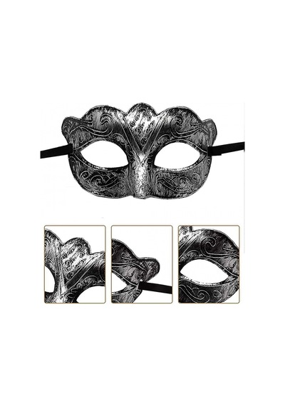 Maskeli Balo Antik Gri Gümüş Eskitilmiş Maske Balo Venedik Diğer