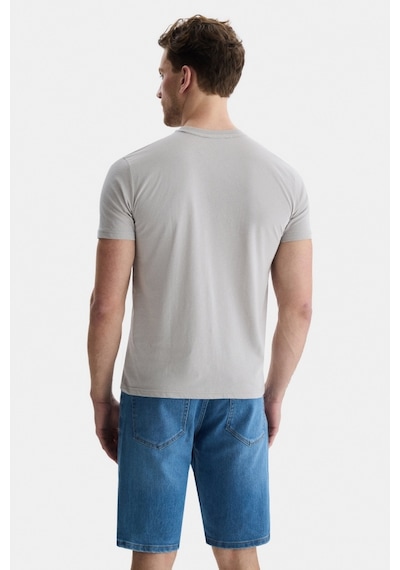 Ucla Culver Açık Gri Bisiklet Yaka Baskılı Standard Fit Erkek Tshirt Açık Gri