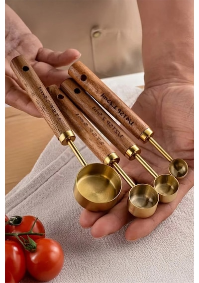 Perotti Vasto Gold Ahşap Saplı 4 Lü Ölçü Kaşığı Küçük Boy 17742 Gold