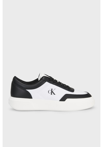 Calvin Klein Deri Logolu Sneaker Ayakkabı Hm0hm0232601w Erkek Ayakkabı Hm0hm02326 01w Beyaz-siyah