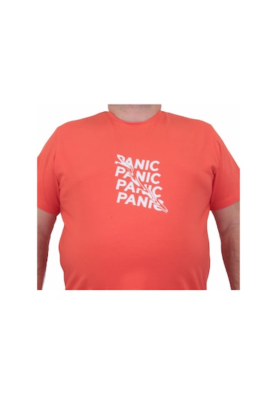 Moc Grande Mocgrande Erkek Büyük Beden Sıfır Yaka Tişört Panic 24135 Nar Çiçeği-Nar Çiçeği Narçiçeği