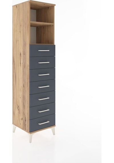 Hyperion Dolap 2 Raflı 7 Çekmeceli 44x44x182 Çam-antrasit Atlas Çam
