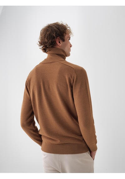 Xint Camel Doğal Yün Dokulu Regular Fit Kazak 801826