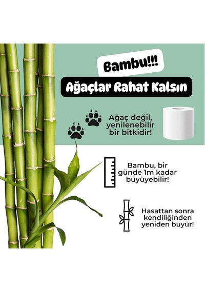%100 Bambu "extra Uzun Rulo" 40 Tuvalet Kağıdı Naked Doğal Beyaz