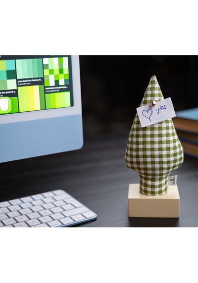 Kayigo Woody Krem Üçlü Ofis  Seti - Pötikareli Selvi