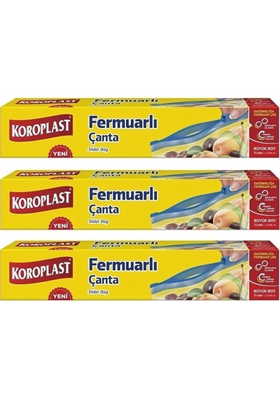 Koroplast Fermuarlı Poşet Büyük Boy 3 x 10'lu 27 x 28 CM