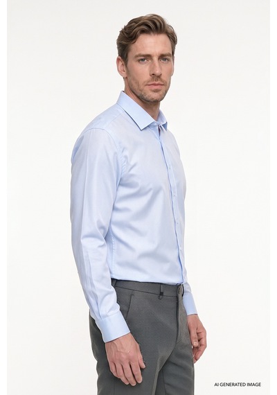 Ac&co Erkek Acık Mavı Non-ıron Ütü Gerektirmeyen %100 Pamuk Slim Fit Dar Kesim Klasik Yaka Gömlek