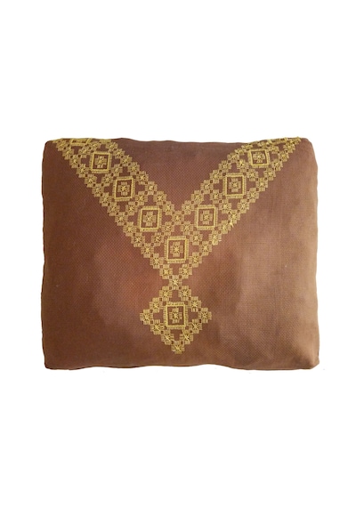 Kahverengi Minder El İşlemesi Büyük Boy Fermuarlı 63x52x13cm Çok Renkli