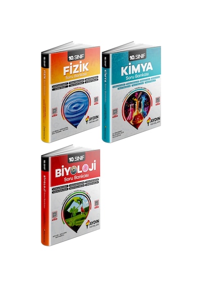 Aydın 2025 10. Sınıf Fizik + Kimya + Biyoloji Konu Özetli Soru Bankası Seti 3 Kitap