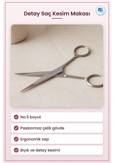 Bıyık Ve Detay Saç Kesim Makası No.5 Paslanmaz Çelik Berber Keski