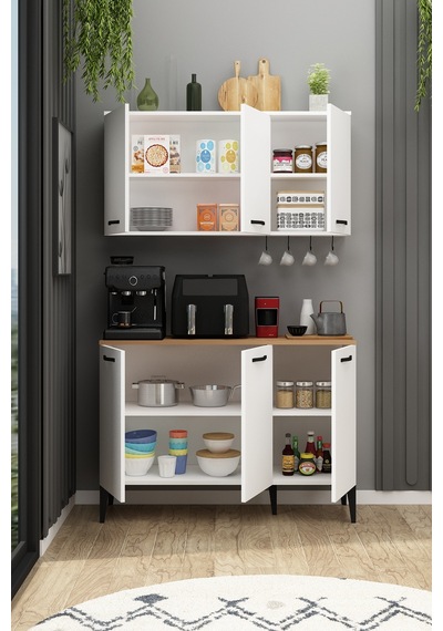 Alder Banyo Dolabı Çekmeceli Çamaşır - Kurutma Makinesi Dolabı Beyaz Beyaz