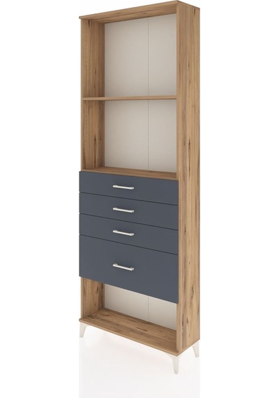 Arges Dolap 2 Raflı 4 Çekmeceli 88x30x243 Çam-antrasit Atlas Çam