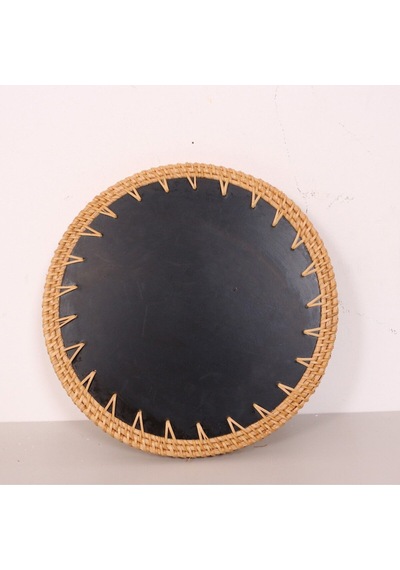 Anita 30 X3 Cm Sedefli Rattan Tepsi & Duvar Dekoru Bej
