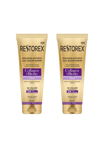 Restorex Collagen & Biotin Dolgunlaştırıcı Saç Bakım Kremi 2 x 250 ML
