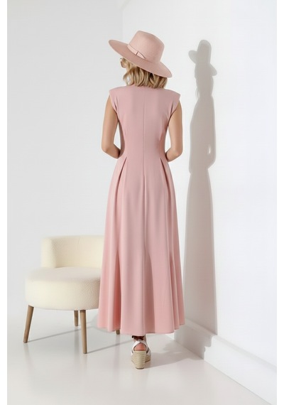 Defymoda Kadın Balık Kesiminin Asaletini Taşıyan Elbise Pembe