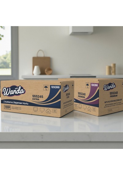 Wanda Soft Z Katlama Kağıt Havlu Extra 21x21 Cm 24 Paket X 200 Yaprak Dayanıklı & Dispenser Uyumlu