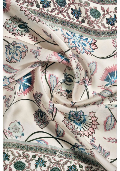 Akswsuar Floral Desenli Fular 70 70 Yeşil