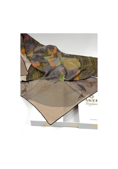 Aker Bosphorus Çift Taraflı İpek Twill Eşarp 89147112 Yeşil-somon