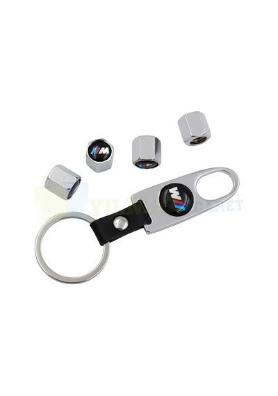 Bmw Uyumlu M Logo Anahtarlık Sibop Kapağı Set Paslanmaz Çelik Gümüş