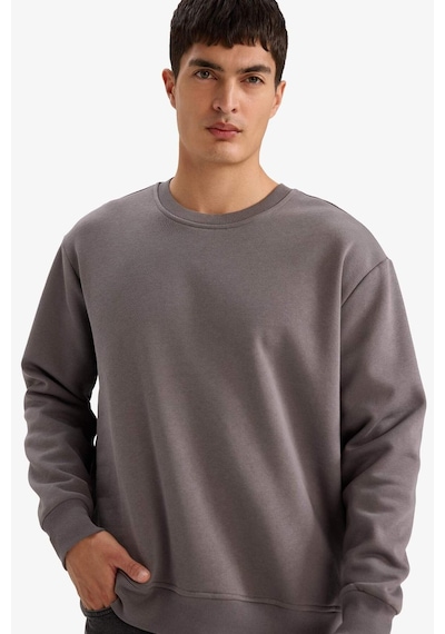 DeFacto Oversize Geniş Kalıp Bisiklet Yaka Kalın Basic Düz Sweatshirt T5139AZ24AUGR438