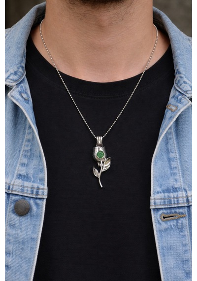 Karanlıkta Parlayan Gül Kolye Gümüş Renk Zincir Unisex Metal Aksesuar Çok renkli
