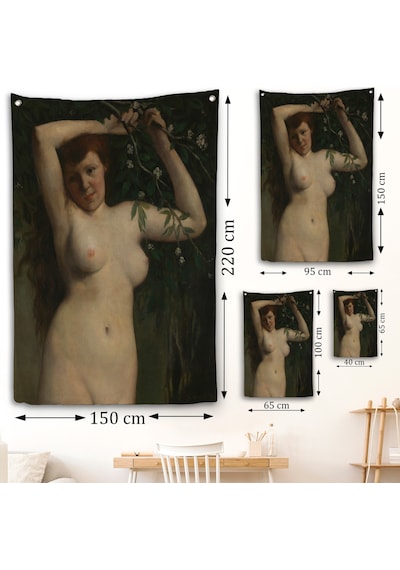 Gustave Courbet - Dallara Tutunan Nü Kadın Duvar Örtüsü-7364