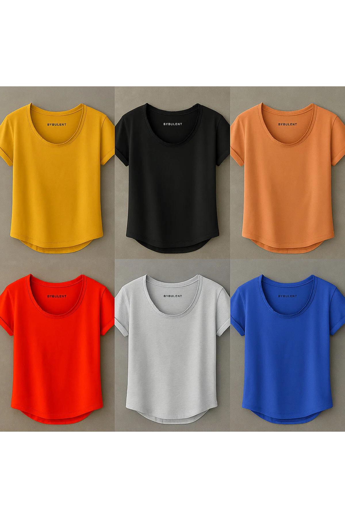 Beyaz Özel Üretim Geniş Yaka Alt Oval Kesim Tişört T-shirt Beyaz
