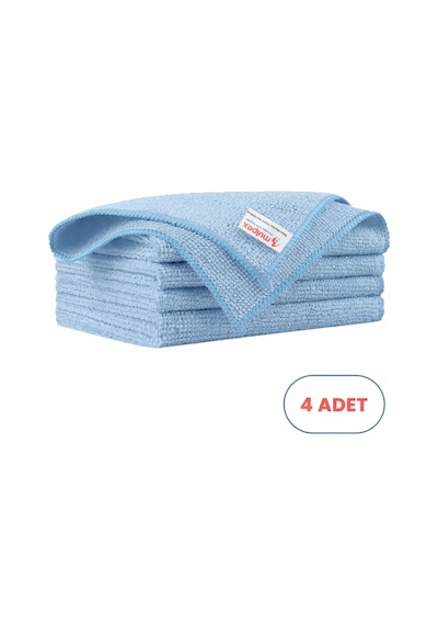 Mulpex Mikrofiber Temizlik Bezi 4 Adet - 40x40 Cm, 375 Gsm, Parlak Dokulu, 60 Gr 2, Yüksek Emici, İz Bırakmaz Mavi