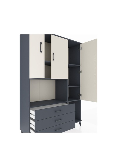 Hyperion Dolap 6 Raflı 3 Çekmeceli 3 Kapaklı 132x44x195 Antrasit-aytaşı/antrasit Aytası/antrasıt Hyperion Dolap 6 Raflı 3 Çekmeceli 3 Kapaklı 132x44x195 Antrasit-aytaşı/antrasit Aytası/antrasıt