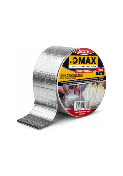 Dmax Sakız Sızdırmaz Bant 48 Mm X 2 M Butil Alüminyum Folyo Tamir Bandı Su Geçirmez İzolasyon Bandı